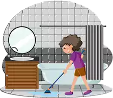 المسح Mopping They are mopping the bathroom.