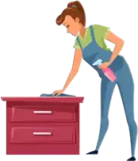 مسح الأسطح Wiping down surfaces She is wiping down surfaces in the bathroom.